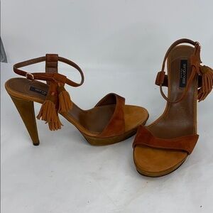 Sergio Rossi Sz 39.5 Suede Brown/Rust High Heels